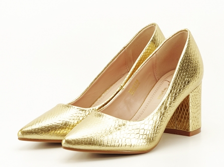Pantofi aurii cu imprimeu de sarpe Ami [4]
