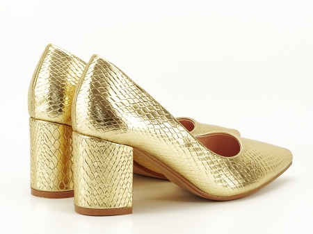 Pantofi aurii cu imprimeu de sarpe Ami [7]