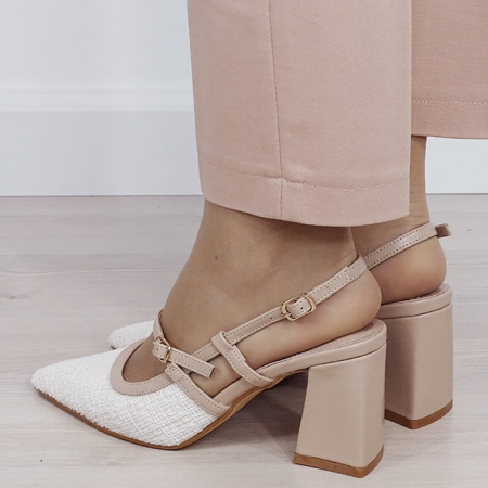 Pantofi bej cu model impletit H8-1095 01 [2]