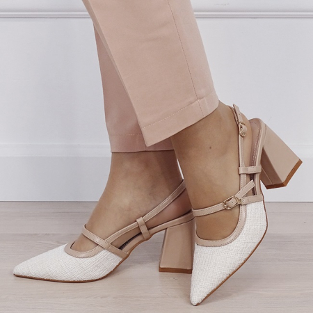 Noutati - Pantofi bej cu model impletit H8-1095 01