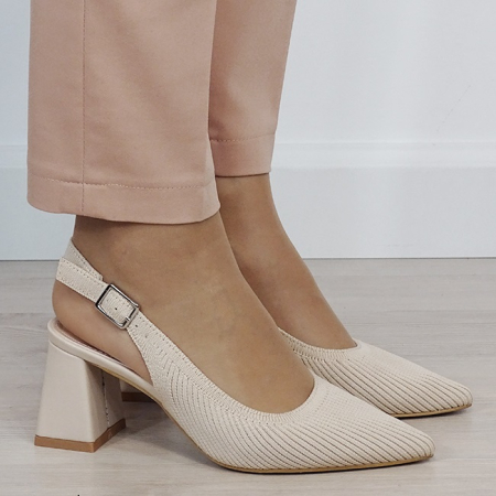 Pantofi bej cu model tricotat H8-1167 01 [5]