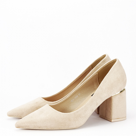 Noutati - Pantofi bej de dama eleganti YES-1808 02