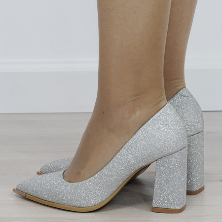 Pantofi eleganti argintii cu sclipici D-1278 01 [2]