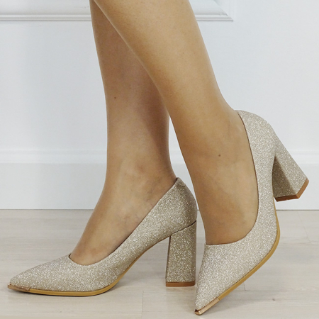 Pantofi eleganti aurii cu sclipici D-1278 01 [1]