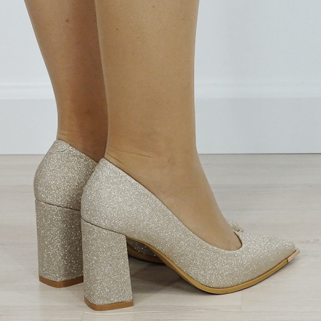 Pantofi eleganti aurii cu sclipici D-1278 01 [4]