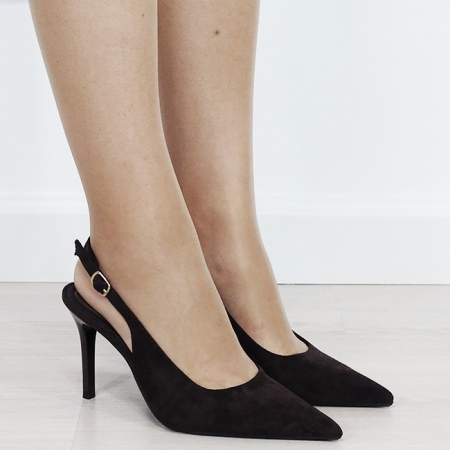 Pantofi eleganti maro ciocolatiu cu toc subtire 5001 01 [5]