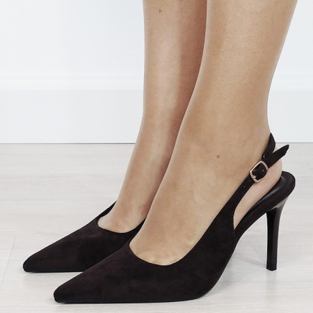 Pantofi eleganti maro ciocolatiu cu toc subtire 5001 01 [1]