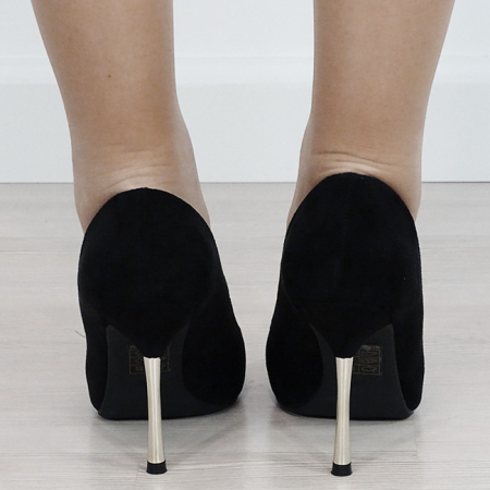 Pantofi eleganti stiletto negri cu toc auriu 6202 03 [3]