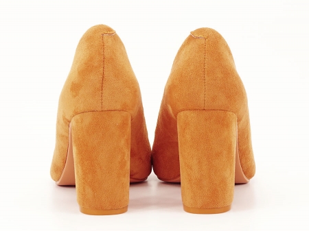 Pantofi galben mustar cu toc gros de 8.5 cm  Anina [3]
