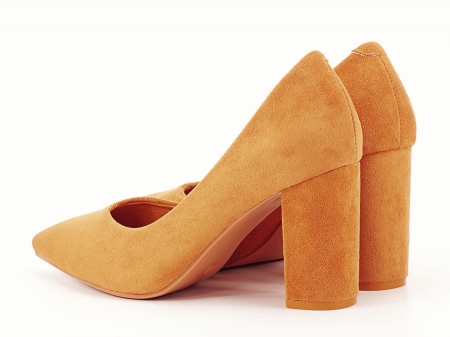 Pantofi galben mustar cu toc gros de 8.5 cm  Anina [6]