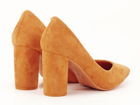 Pantofi galben mustar cu toc gros de 8.5 cm  Anina [1]