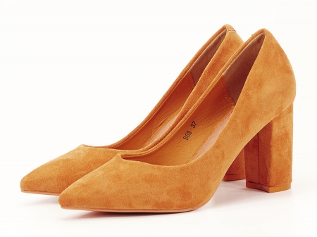 Pantofi galben mustar cu toc gros de 8.5 cm  Anina [2]