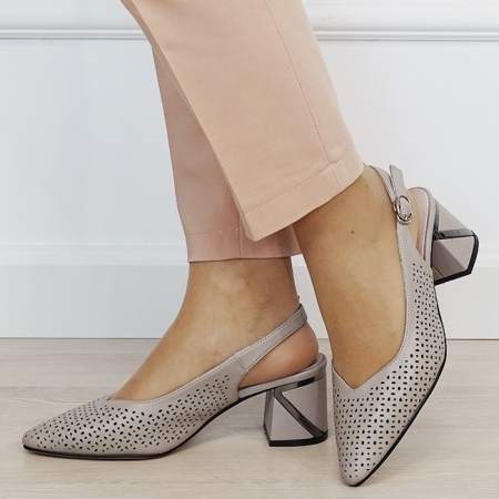 Pantofi gri perforati din piele naturala BY6885-6 02 [1]