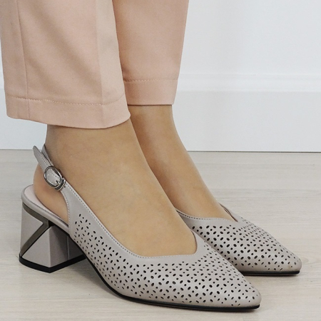 Pantofi gri perforati din piele naturala BY6885-6 02 [5]