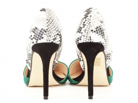 Pantofi stiletto verzi cu imprimeu de sarpe Lori [4]