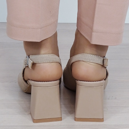 Pantofi kaki deschis cu model tricotat H8-1167 01 [3]