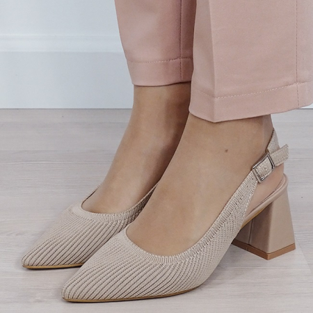 Pantofi kaki deschis cu model tricotat H8-1167 01 [1]