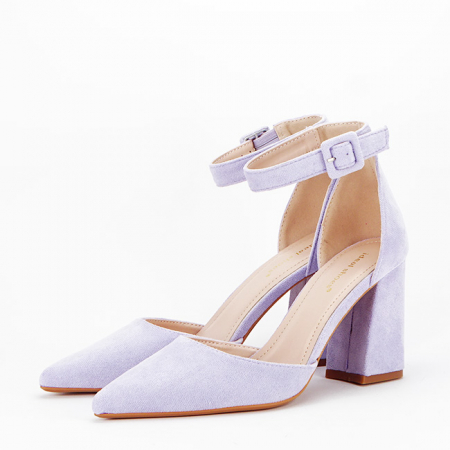 Pantofi cu toc - Pantofi mov deschis decupati 8708 04