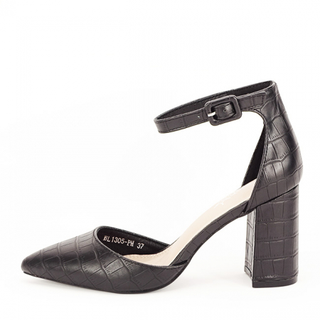 Pantofi cu toc - Pantofi negri cu imprimeu Larra 02