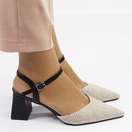 Pantofi negri eleganti cu model impletit HK-1308 04 [6]