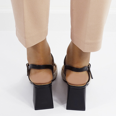 Pantofi negri eleganti cu model impletit HK-1308 04 [4]