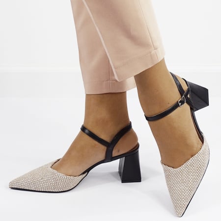 Noutati - Pantofi negri eleganti cu model impletit HK-1308 04