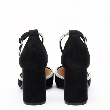 Pantofi negri eleganti cu pietricele argintii BSD38-1 03 [5]