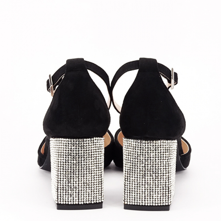 Pantofi negri eleganti cu pietricele argintii BSD42-1 04 [4]
