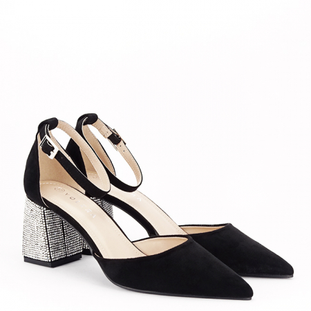 Pantofi negri eleganti cu pietricele argintii BSD42-1 04 [2]