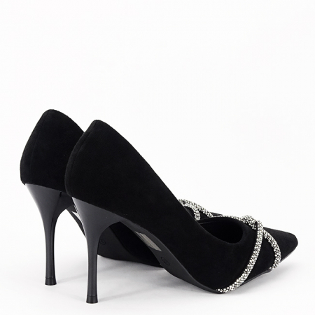Pantofi negri eleganti cu pietricele argintii YES-23-1 03 [1]