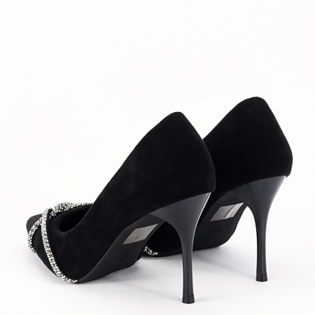 Pantofi negri eleganti cu pietricele argintii YES-23-1 03 [2]