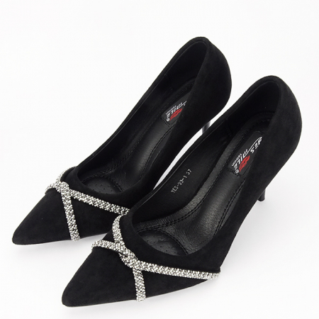 Pantofi negri eleganti cu pietricele argintii YES-23-1 03 [3]