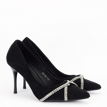 Pantofi negri eleganti cu pietricele argintii YES-23-1 03 [4]