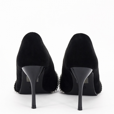 Pantofi negri eleganti cu pietricele argintii YES-23-1 03 [5]