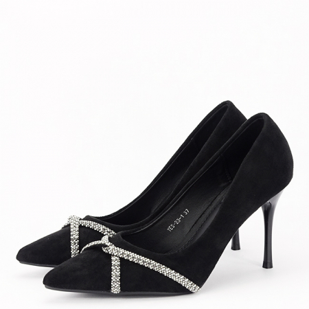 Pantofi negri eleganti cu pietricele argintii YES-23-1 03 [6]