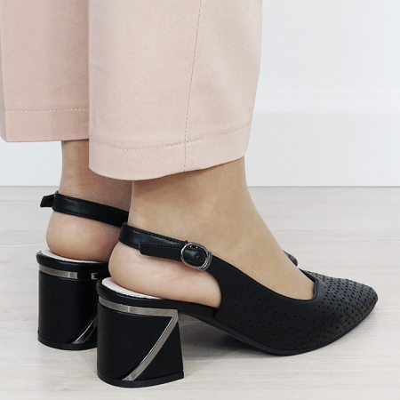 Pantofi negri perforati din piele naturala BY6885-1 02 [4]