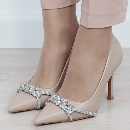 Pantofi nude eleganti cu pietricele H8-605 01 [1]