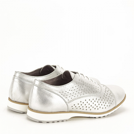 Pantofi oxford din piele naturala argintiu Magda 01 [5]
