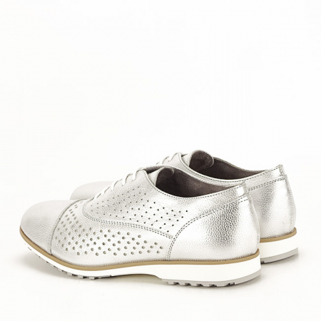 Pantofi oxford din piele naturala argintiu Magda 01 [3]