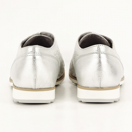 Pantofi oxford din piele naturala argintiu Magda 01 [4]