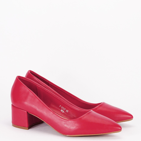 Pantofi rosii cu toc mic F-3797 02 [5]