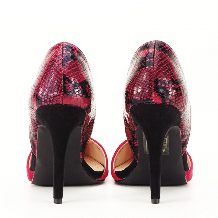 Pantofi rosii decupati cu imprimeu reptila [3]