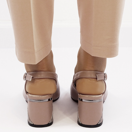 Pantofi taupe eleganti din piele naturala BY6883-4 02 [3]