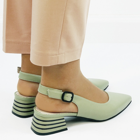 Pantofi verde fistic comozi din piele naturala BY6888-1 01 [4]