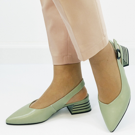 Noutati - Pantofi verde fistic comozi din piele naturala BY6888-1 01