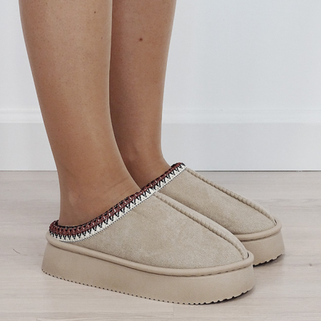 Papuci bej de casa dama cu model traditional 9715 M5 [5]