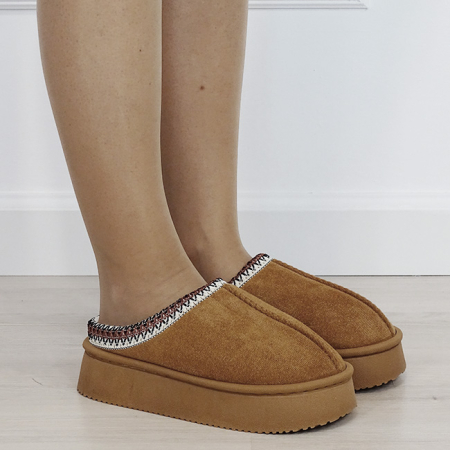 Papuci de casa camel dama cu model traditional 9715 M5 [5]