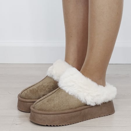 Oferte Speciale - Papuci imblaniti kaki UA-2051 M2