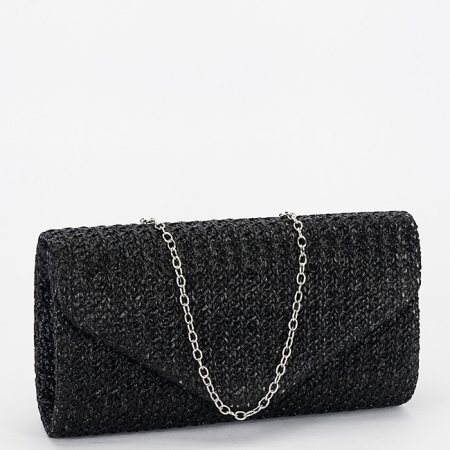 Clutch - Plic negru cu model impletit BJH-755 07