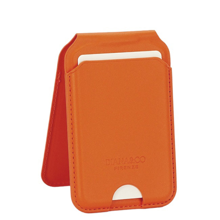 Portofele - Port card portocaliu cu blocare RFID, Suport ajustabil si Oglinda